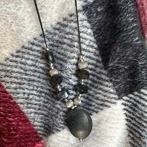 Black Stone Pendant Necklace - Women Jewelry